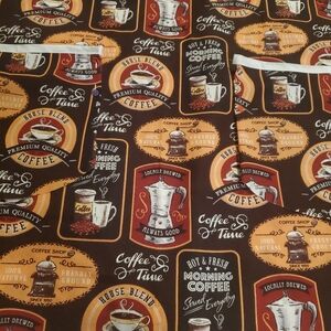 New  Hand Crafted Cotton  Apron Coffee-Themed  Adult sz
